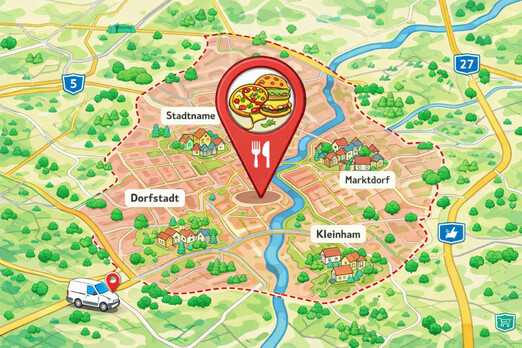 Zustellgebiete der Pizzeria La Rustica in Salzburg mit Liefergebiet Karte und Lieferservice